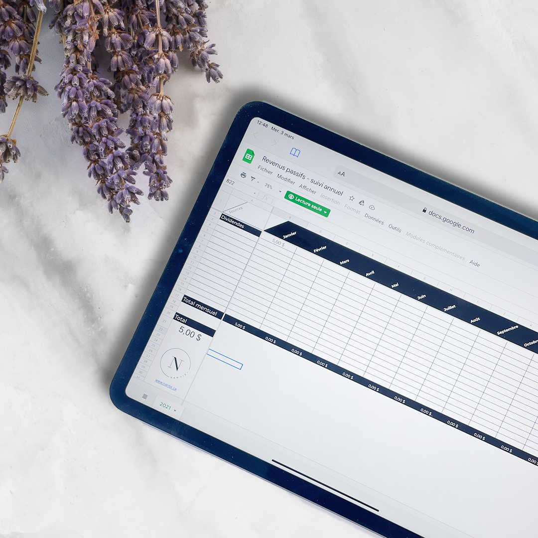 revenus passif suivi sur ipad